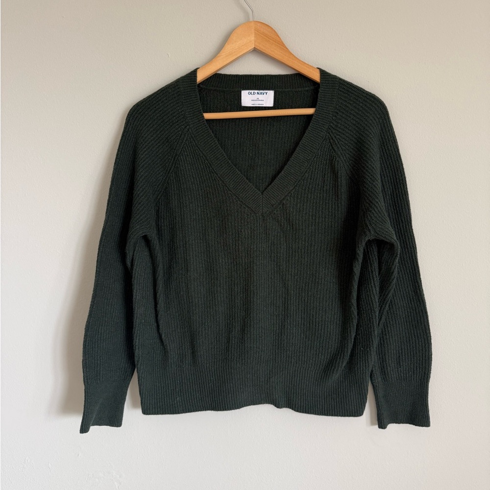 Old Navy Dark Green V-Neck Women's Sweater